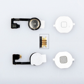Шлейф, FLC для телефона Apple iPhone 4S с кнопкой HOME, белый