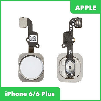 Шлейф, FLC для телефона Apple iPhone 6, Apple iPhone 6 Plus с кнопкой HOME, белый