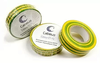 Лента изоляционная (желто-зеленая) Cabeus ET-YG